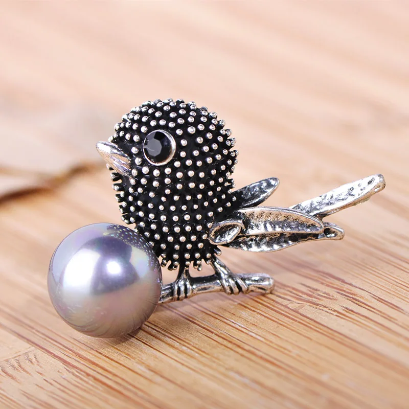 Винтажные Броши с птицами и жемчужинами в виде животных антикварные серебряные