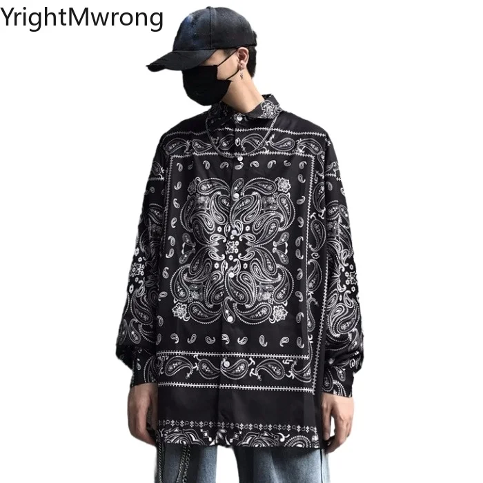 Модная Бандана с длинным рукавом и принтом пейсли свободная блузка на пуговицах