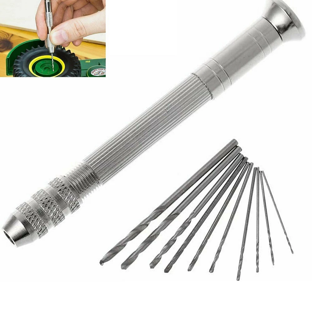 

Precision Pin Vise Hand Drill Set Of 10 Pieces Rotary Tools For Models Hobby DIY Micro Drill Precision Aluminum Hand Drill