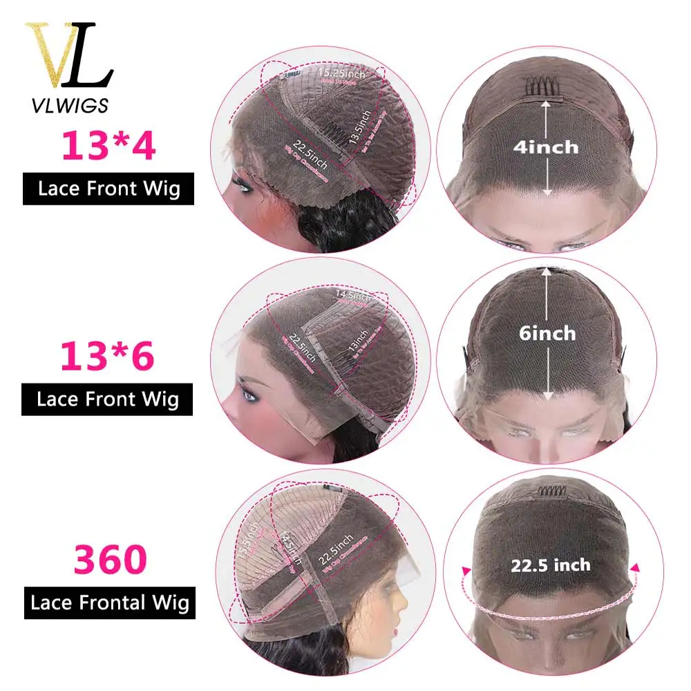 

VLWIGS Lace Front Wigs 150% Density Ombre Brown Wig Body Wave Side Part Black Root Preplucked Brazilian Virgin Human Wig VL90
