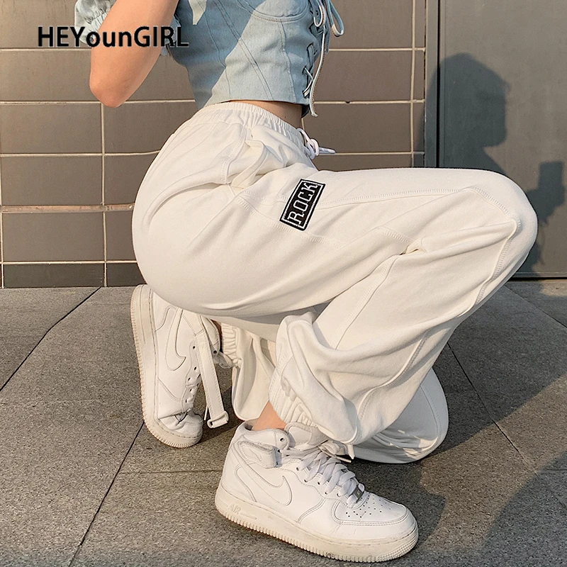 Повседневные мешковатые джоггеры HEYounGIRL с вышивкой и надписью женские черные
