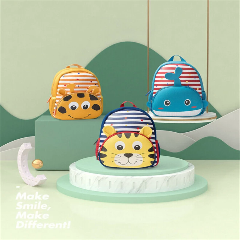 Cute Kids Toddler School Bags Backpack Kindergarten Children Girls Boy Schoolbag 3D Cartoon Animal Giraffe Tiger Lion Rabbit Bag