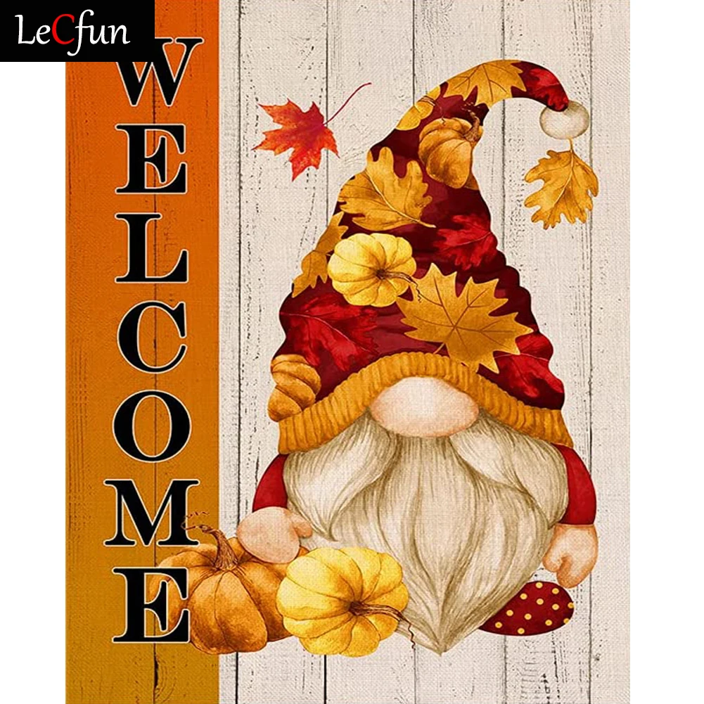 

LeCfun Thanksgiving Gnome Diy Diamond Painting Full Square/Round Drill Diamonds Art Cross Stitch Embroidery Welcone Fall Autumn