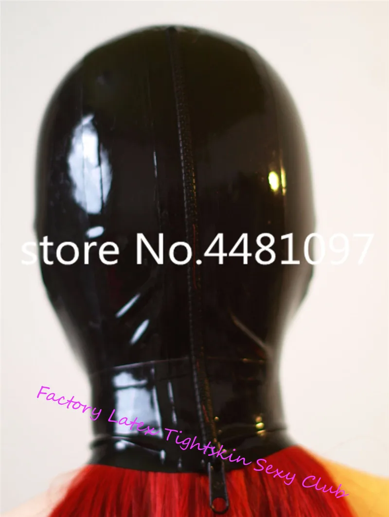 

Realistic Latex Mask Rubber Unisex Hood with Mouth Plug Unique with back zipper(small holes on eyes)