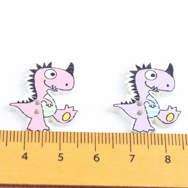 Деревянные пуговицы в форме мультяшного динозавра с животными 2 отверстия