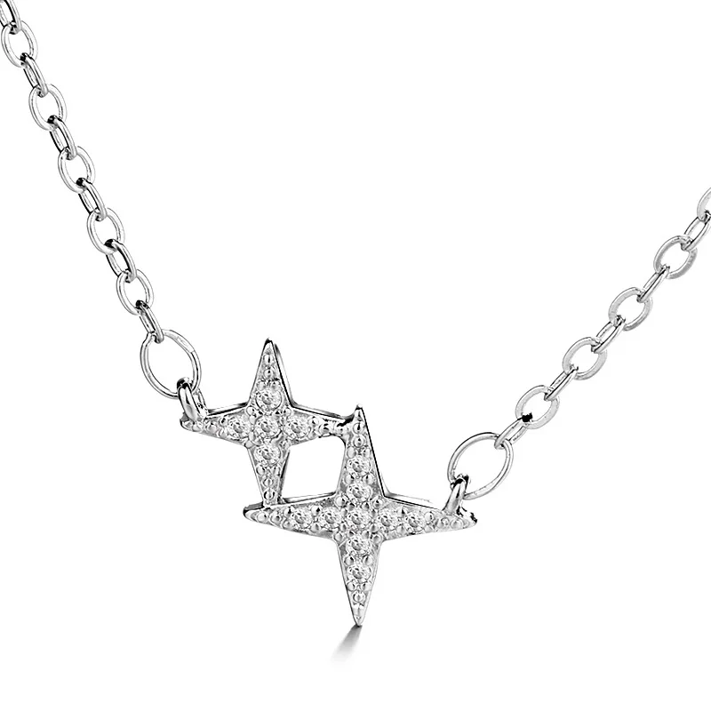 

925 Sterling Silver Crystal Star Necklaces & Pendant Statement Necklace for Women Choker dz852