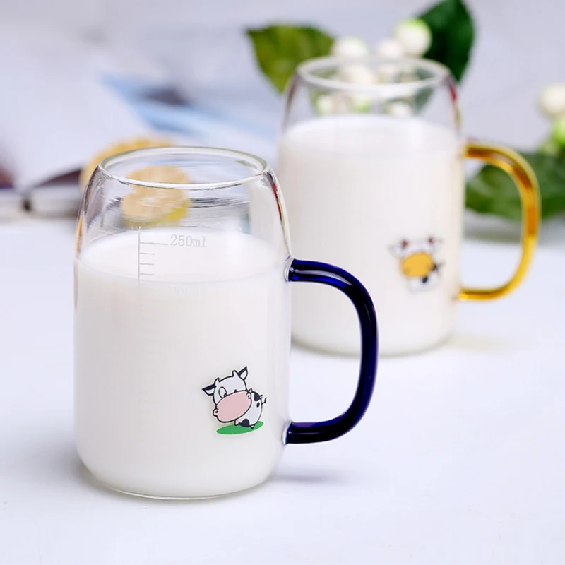 250ML Glass Water Cup Baby Cups Drinking Drinkware With Handle Children's Breakfast Nature Safe Material Kids Milk | Дом и сад