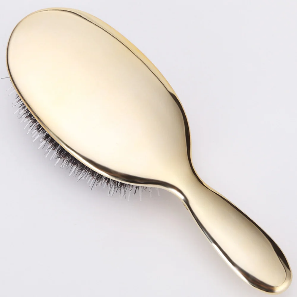 

1pcs Gold Silver Color Boar Bristle Paddle Hair Brush Oval Hair Brush Anti Static Comb Hairdressing Massage Comb Accessories
