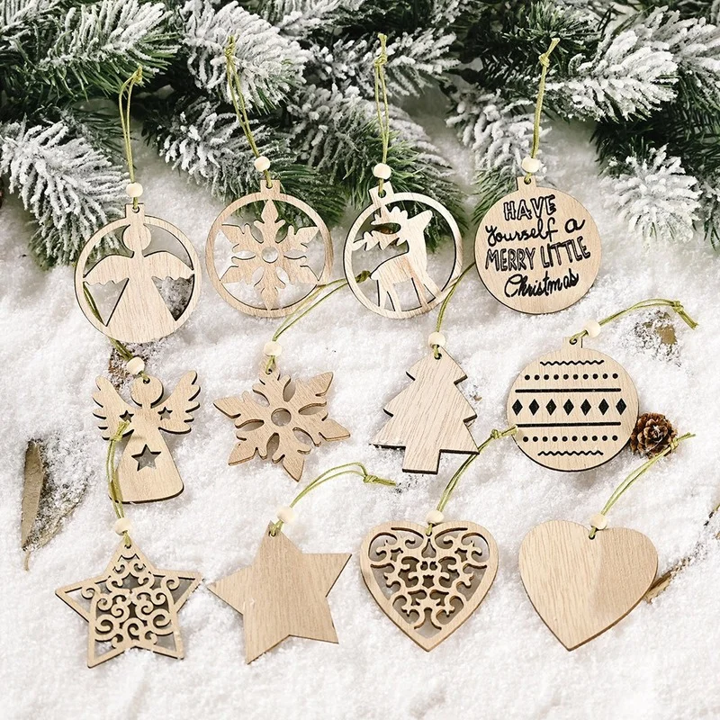

Christmas Wood Xmas Tree Hollow Pendant Cartoon Desktop Ornament Home Decor Xmas Snowflake 2021 Christmas Banner Hanging Toys