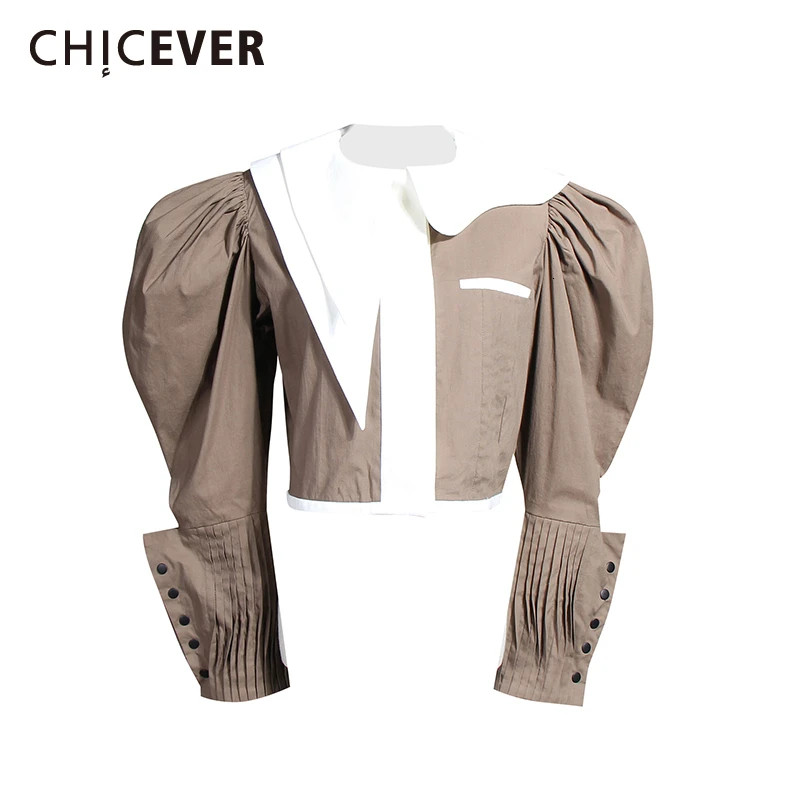CHICEVER Корейская Лоскутная популярная цветная женская рубашка с отложным