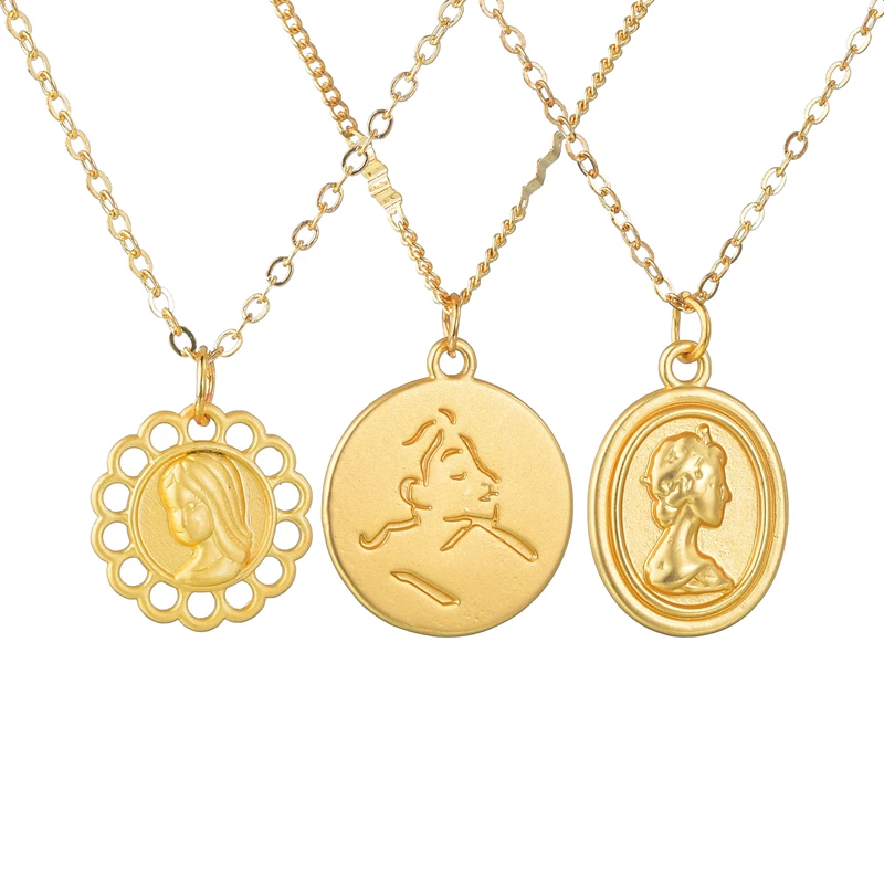 Золотого цвета винтажное ожерелье с кулоном для монет женщин модное длинное