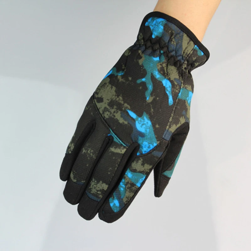 blue camo Военные камуфляжные тактические перчатки на открытом воздухе Пейнтбол страйкбол стрельба боевые противоскользящие велосипедные теплые лыжные перчатки полный палец - Цвет: blue camo