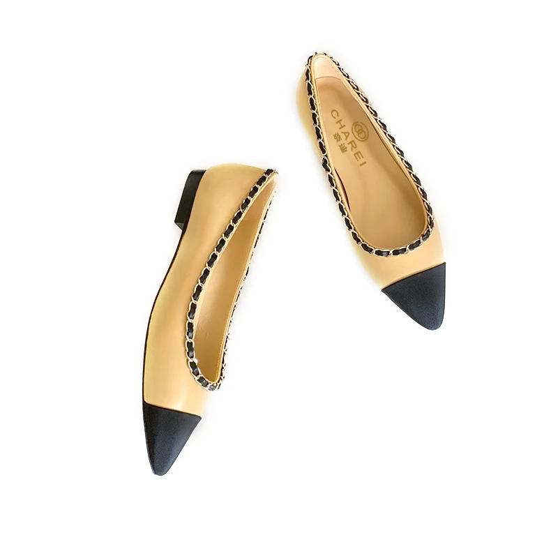 

2020 new French chareCC women's shoes, with thick heel, round head, color matching and soft leather upper, are the most worthy c