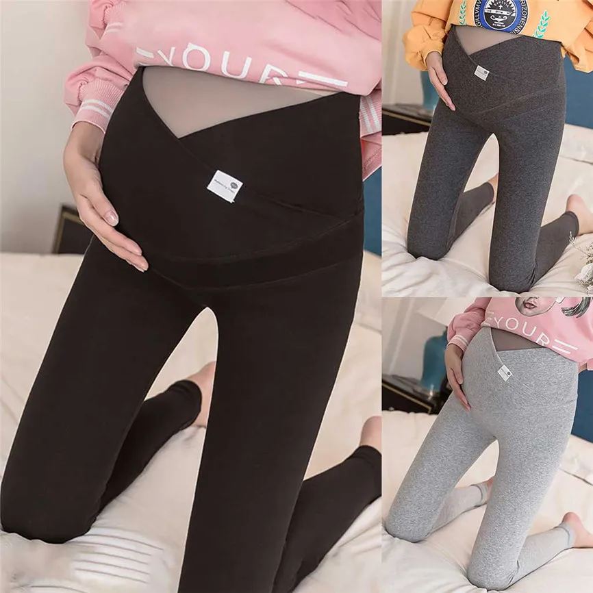 Брюки для беременных Большие размеры Женские однотонные мягкие брюки Леггинсы с