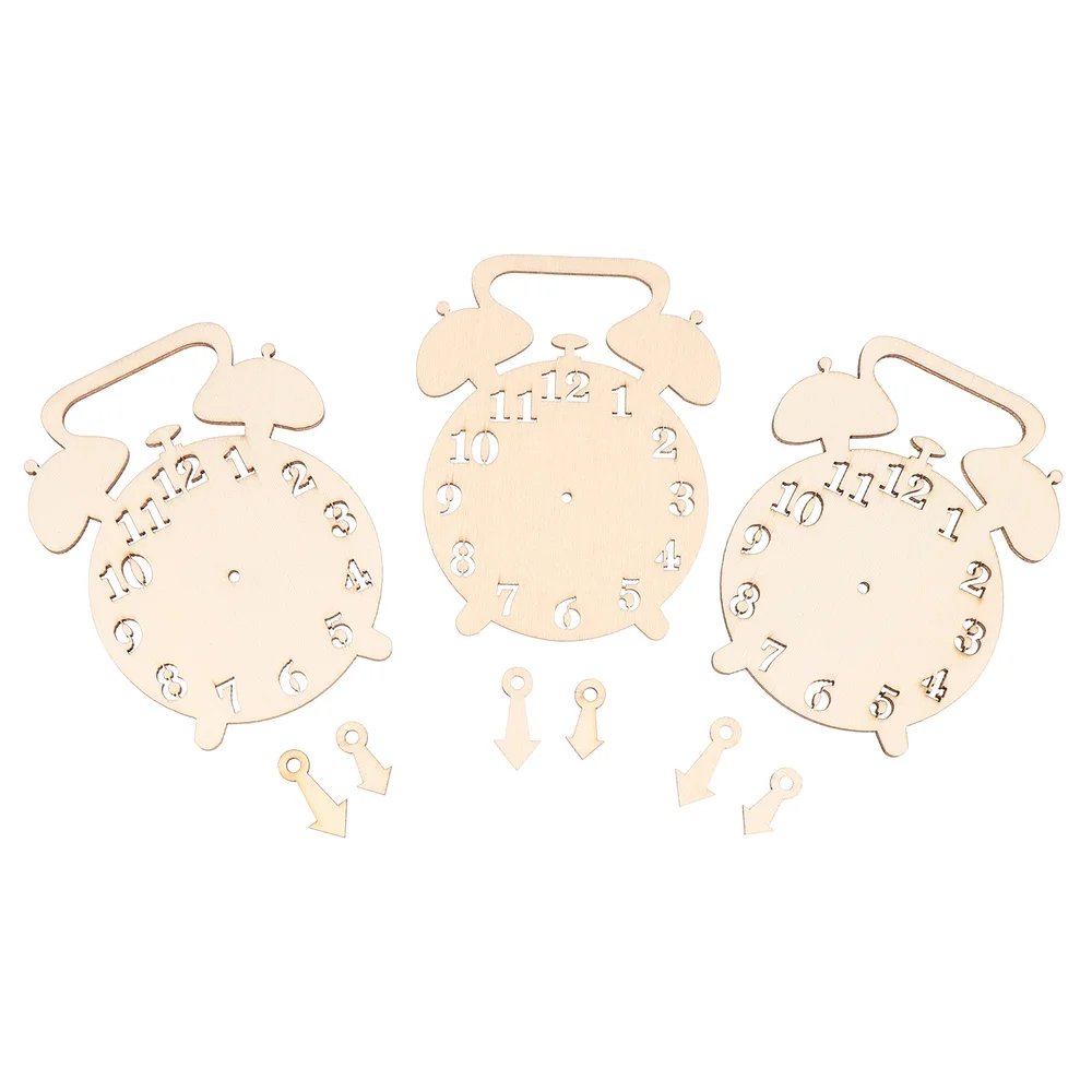 

3 Sets Alarm Clock Shape Blank Wood Chips Unfinished Wood Chips DIY Accessories