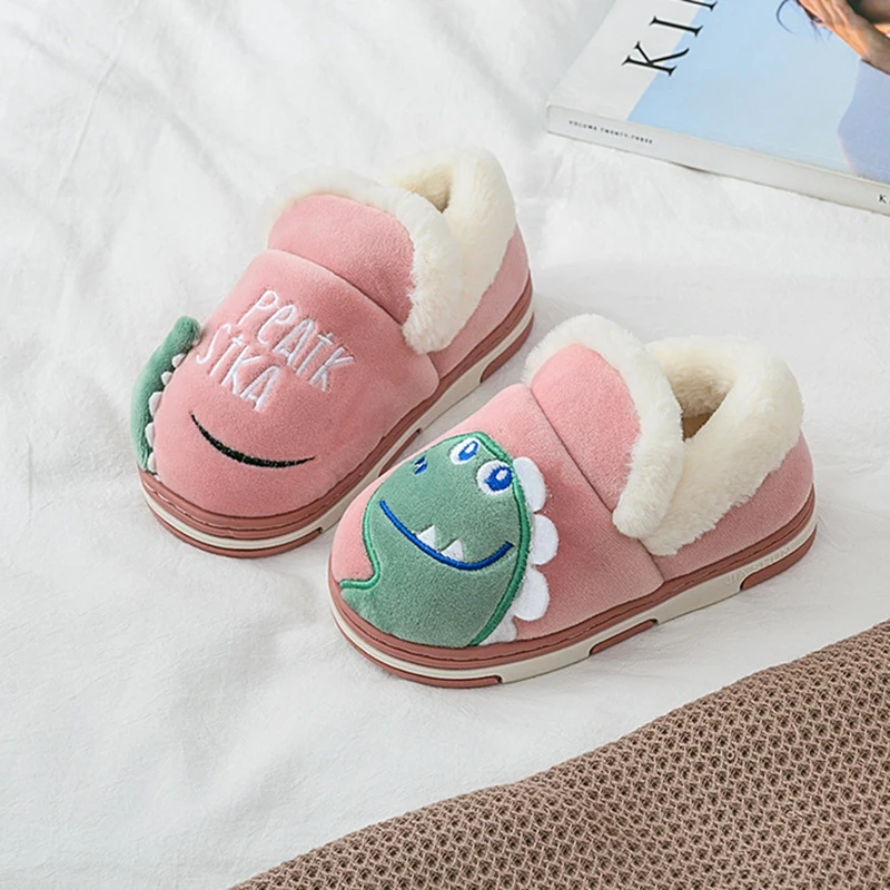 

Spring Autumn Winter Baby Kids Boy Girl Cotton PVC Shoes Cute Cartoon Dinosaur Indoor Breathable Anti-Slip Soft Soled Warm Shoes