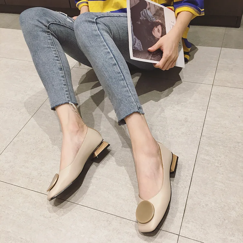 

Summer Candy Color Pumps Shoes Women Low Heel Boat Shoes Slip on Shallow Dress Shoes Female Zapatos Mujer Office Work Shoes