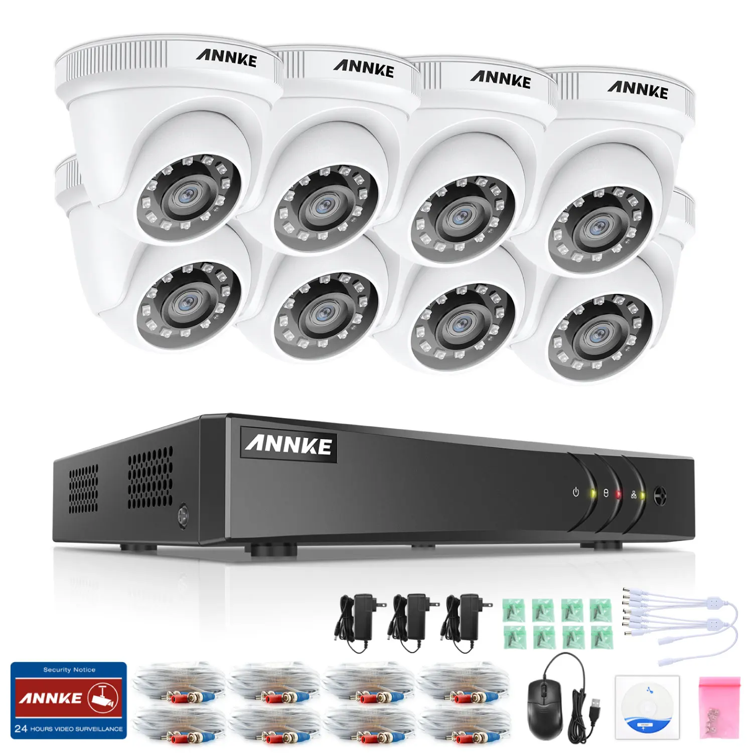ANNKE 8CH 1080P Lite домашняя видео система безопасности H.264+ 5в1 1080N DVR 4X8X1080 P умная ИК купольная уличная Водонепроницаемая CCTV Камера - Цвет: 8pcs cameras