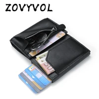 zovyvol mens wallet pu leather for men women fashion smart coin purses rfid aluminum box anti theft card holder slim man case