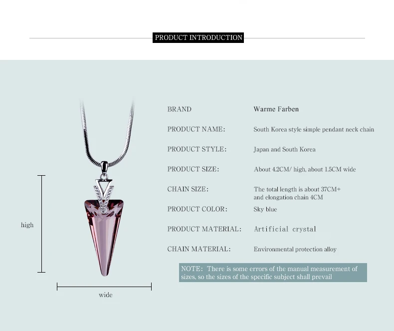 Warme Farben Кристалл от Swarovski треугольный кристалл кулон ожерелье со змеиной цепочкой хорошее ювелирное изделие подарок для леди ожерелье