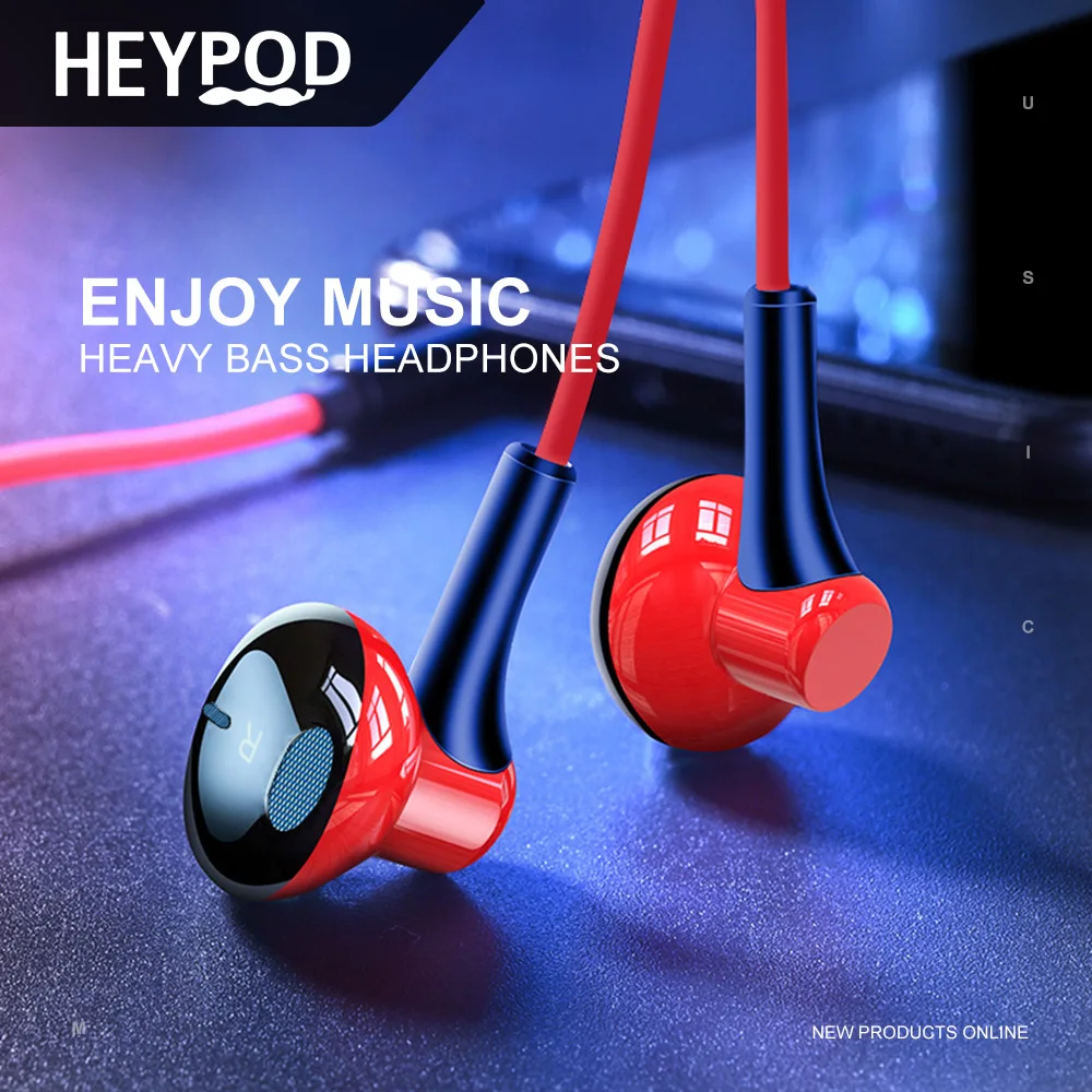 Спортивные музыкальные наушники HEYPOD 3 5 мм проводные с управлением басами