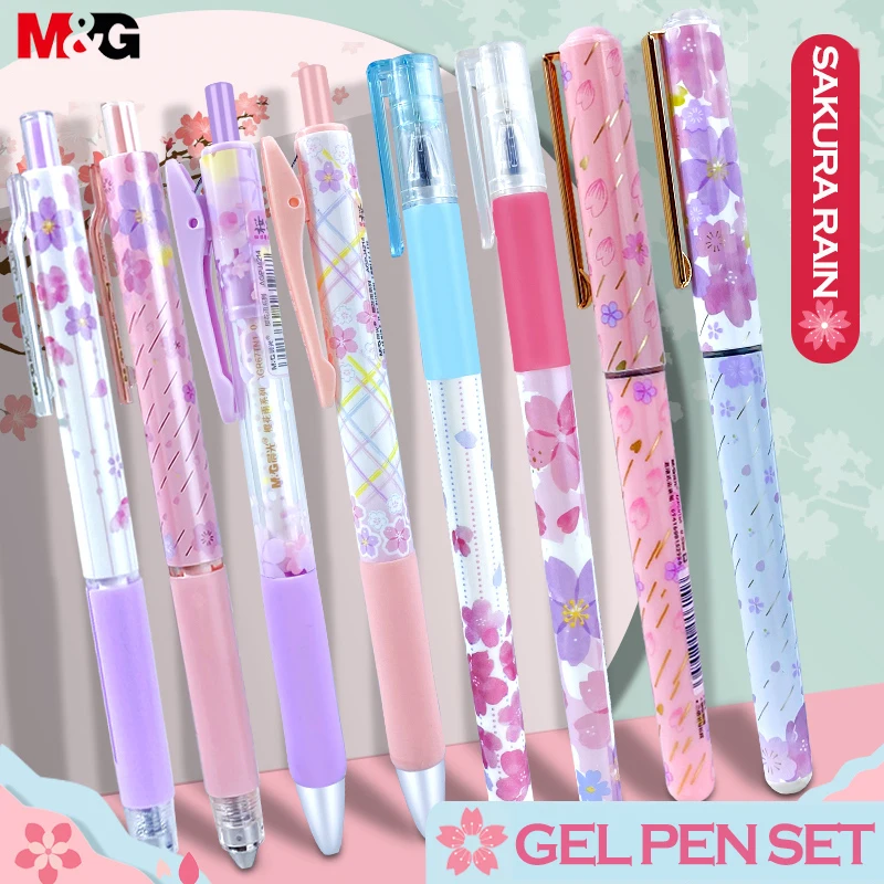 

M&G Pink Princess Sakura Retractable Gel Pen 0.35mm/0.5mm School Supplies Student Writing Stationery Black Ink