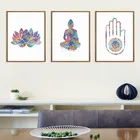 Абстрактная Акварельная статуя Будды, красочный Лотос, холст, живопись, настенная живопись дзен, Современное украшение для дома, гостиной