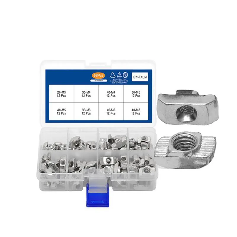

96 шт. M3 M4 M5 M6 M8 T слот для гаек, скользящий T-образный крепежный молоток, крепежный болт, Т-образный алюминиевый профиль
