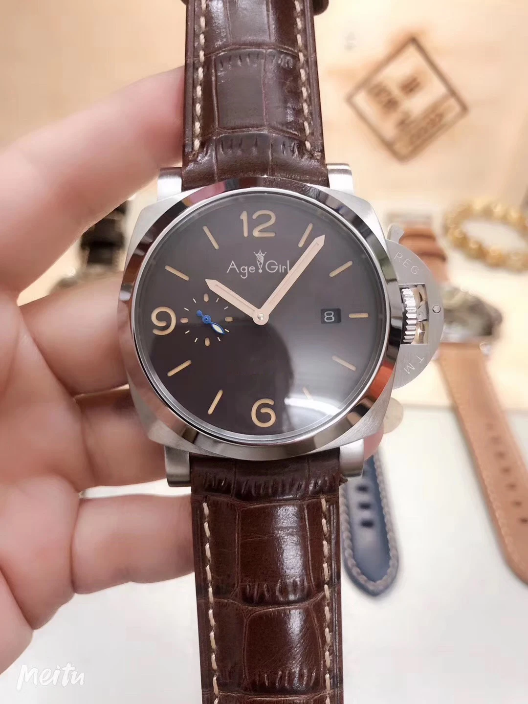 

Classic New Men Automatic Mechanical Sapphire Silver Stainless Steel 3 Day Luminous 1950 Sport Watch Blue Black Leather AAA