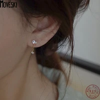 moveski 100 925 sterling silver geometry cz stud earrings for women fashion wedding silver jewelry bijoux