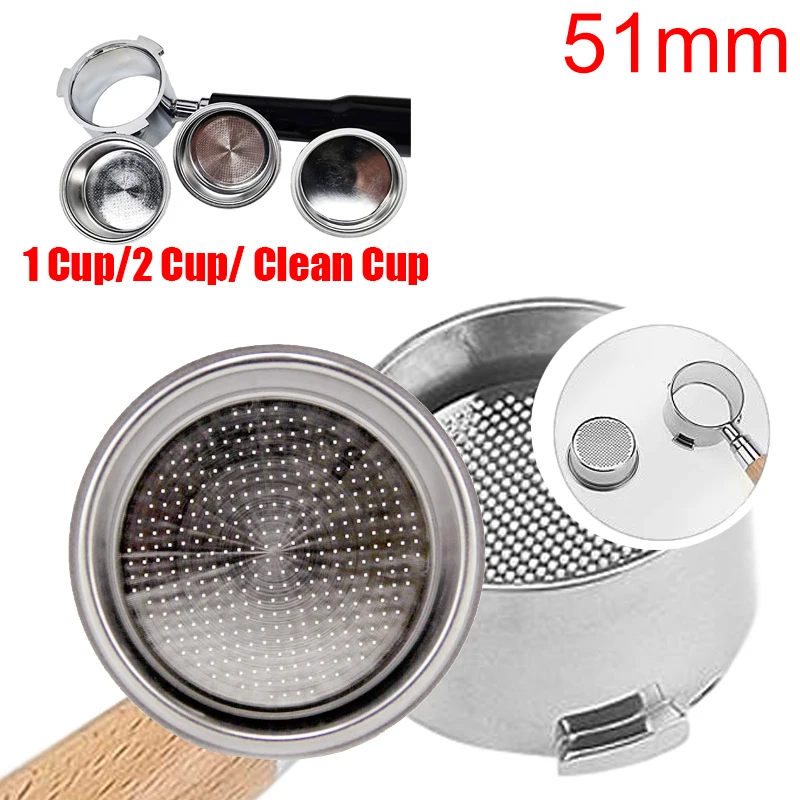 51mm 1Cup 2 Cup Clean Basket Pressure Coffee Machine Filter Double 304 Stainless Steel Single Layer Portafilter | Дом и сад