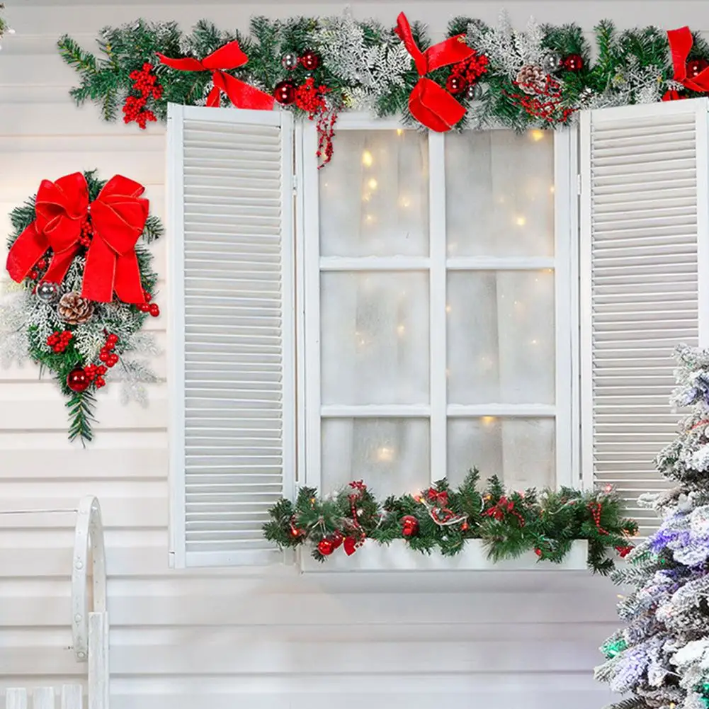 

Рождественский венок, искусственные зеленые растения, гирлянда, настенный Декор для дома, новогодний декор