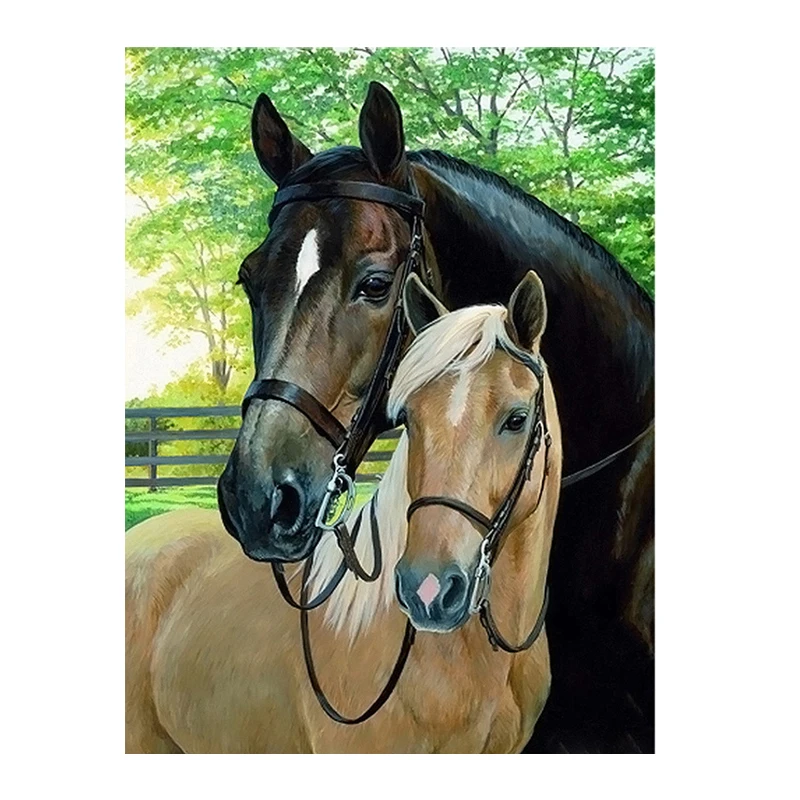 Алмазная 5D живопись сделай сам Набор для вышивки крестиком две лошади мозаика