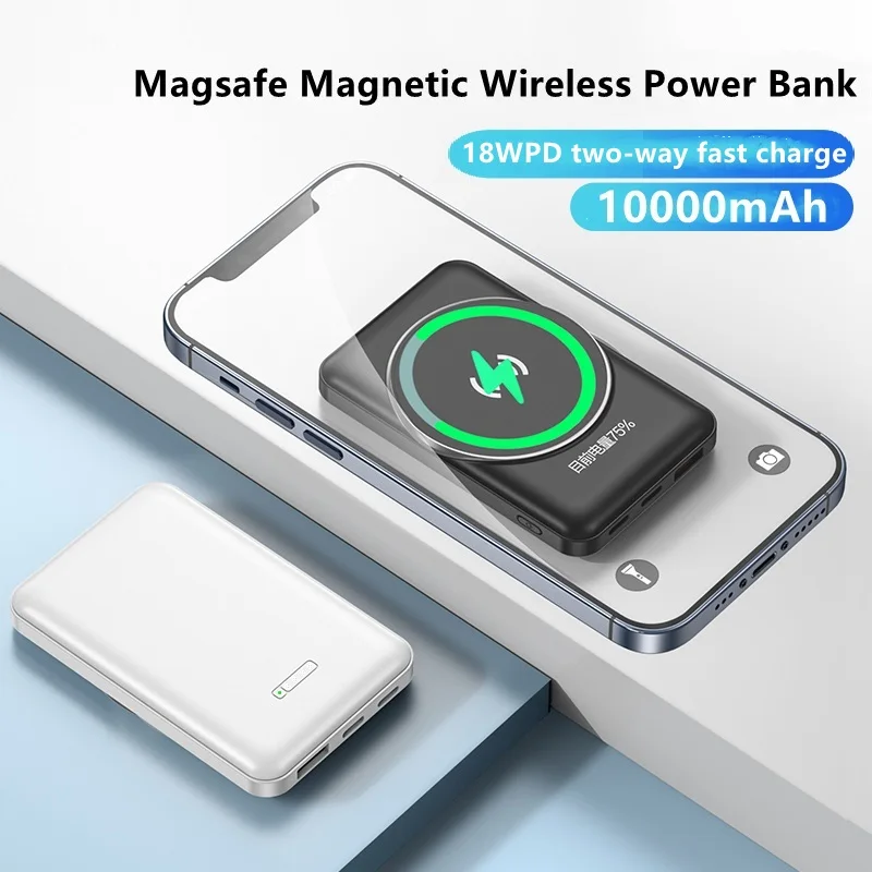 10000mah magnetic wireless power bank for magsaf 13 pro max fast charger for iphone xiaomi samsumg qi universal external battery free global shipping