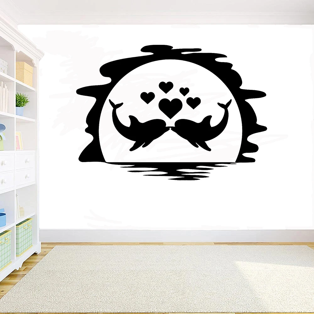 Дельфины Наклейка на стену океан море животных Виниловая наклейка для спальни настенный Декор ванной комнаты Фреска Детская комната украшения DIY наклейки Y181