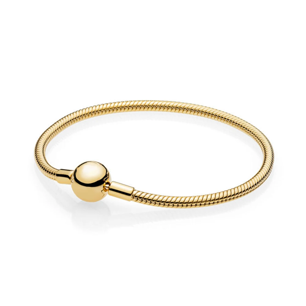 

Classic High Quality Silver 925 Shine Instant Smooth Ladies Rose Gold Bracelet DIY Charm Original Fashion Jewelry Birthday Gift