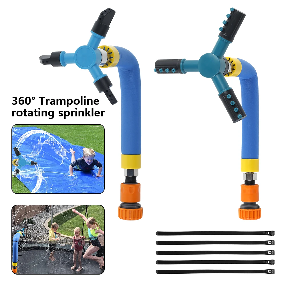 

360 Degree Trampoline Sprinkler Accessory Hose Sprayer Water Park Kids Fun Summer Game Cooling Misting System Outdoor
