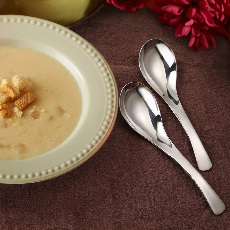 

Premium 304 Stainless Steel Large Capacity Soup Spoons Ladle Serving Spoons Dinnerware Tableware Restaurant Supplies Set of 4