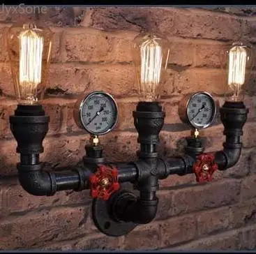 Creative Wall Lamp for Water Pipes European and American Style Retro Iron Restaurant Bar Double Bedroom Lamp Living Rroom Indoor