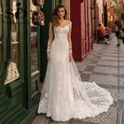 Свадебное платье с кружевной аппликацией, с поясом
