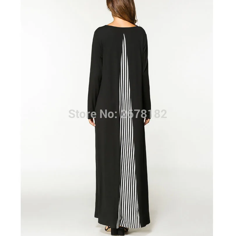 2018 исламский мусульманский хлопок прошитый полосатый длинный рукав свободный