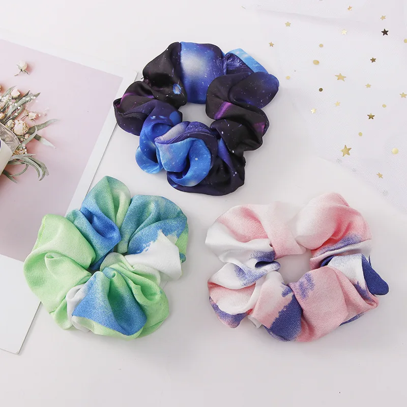

Sweet Scrunchie Fashion Starry Sky Print Elastic Hair Bands For Women Ponytail Holder Hair Scrunchies Headband Hair Accessories