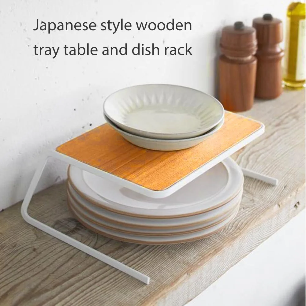 

Kitchen Wooden Iron Dish Plate Organizer Shelf For Microwave Oven Cutlery Tableware Holder Storage Spice Rack