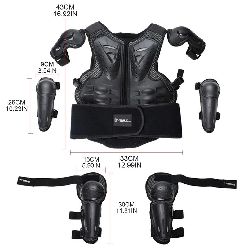 

New Kids Full Body Armor Protective Gear Chest Back Protector Elbow Knee Protection Pads for Motocross Racing Skiing Skating