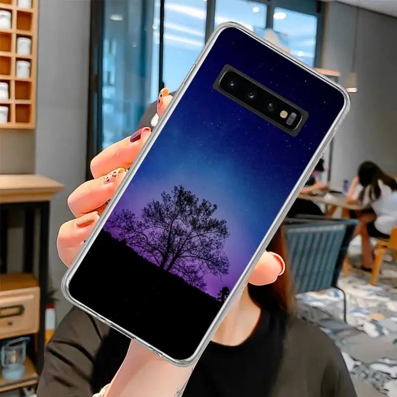 Beautiful purple scenery Phone Case transparent for Samsung S10 plus S10 E(lite) S6 S7 edge S8 S9 Plus Brand