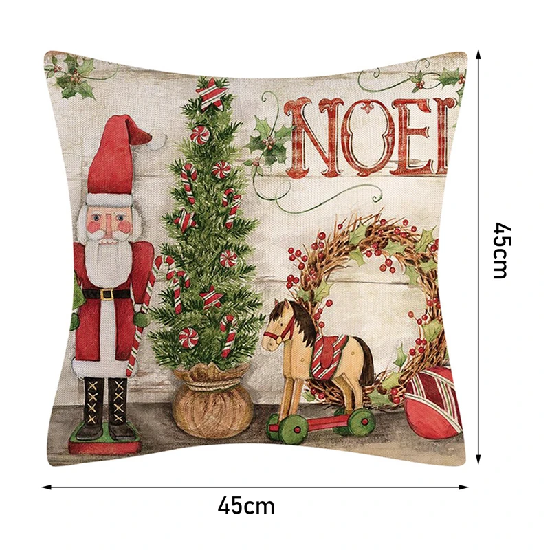 Диванная подушка Счастливого Рождества Декор для дома Санта Клаус льняная