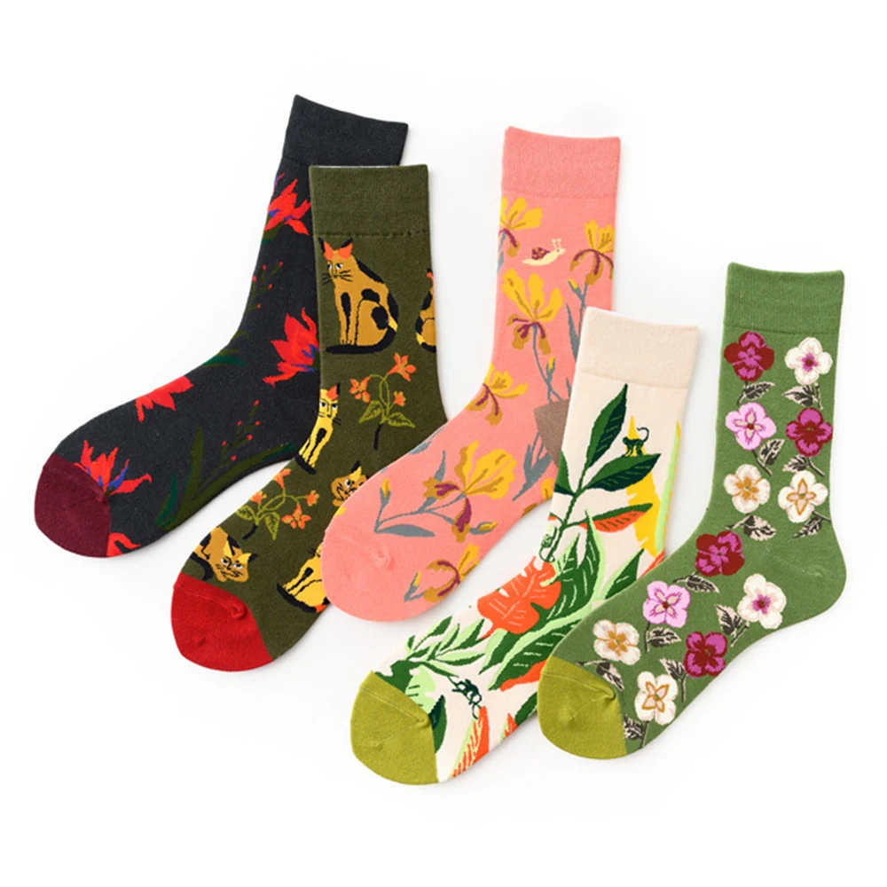 1 пара Хлопковых Носков Харадзюку для женщин креативные цветные Дышащие носки с