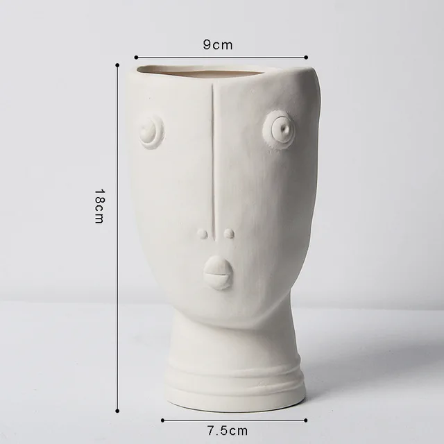 

hot Handmade Diy Abstract Human Face Ceramic Flower Pot Nordic Style Home Decor Vase Ornaments Table Room Decoration Accessories