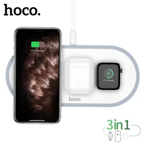 hoco 3 in 1 wireless charger pad qi fast charging for iphone 11 12 pro max xs xr quick charger for iwatch 5 4 3 2 1 airpods pro free global shipping