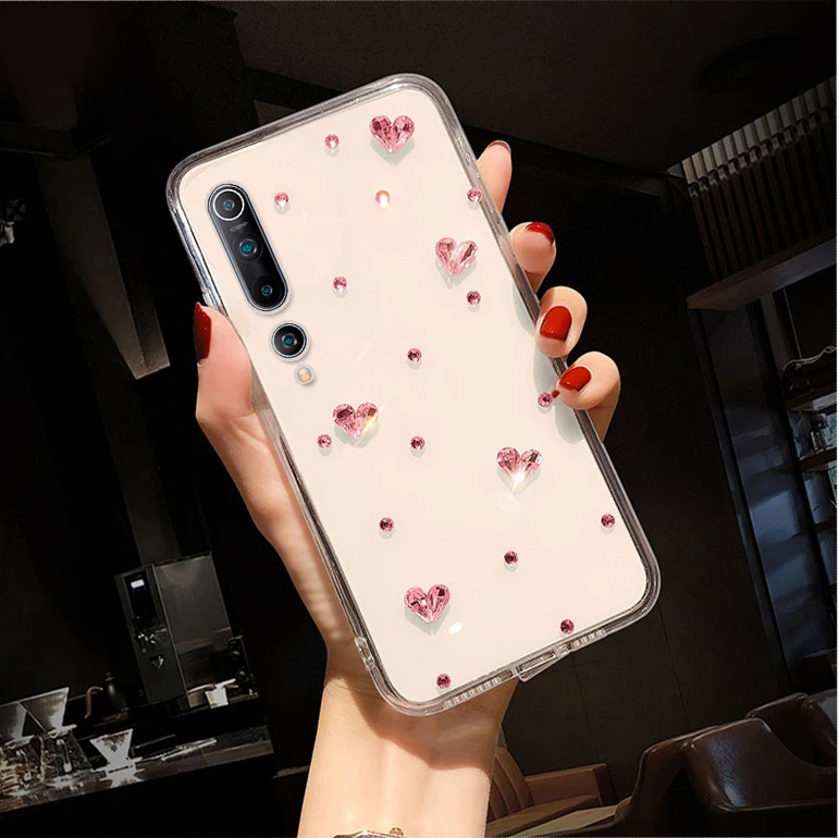 

Transparent Silicone Soft Phone Case For Xiaomi Mi 9 SE Lite Pro Cover For Xiaomi Mi 8 10 Pro Lite Diamond Pearl Flower Case